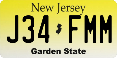 NJ license plate J34FMM