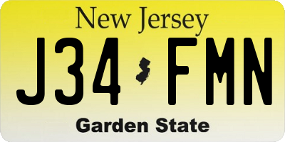 NJ license plate J34FMN