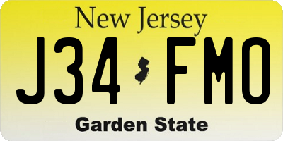 NJ license plate J34FMO