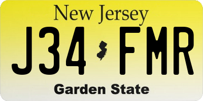 NJ license plate J34FMR