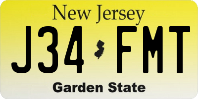 NJ license plate J34FMT