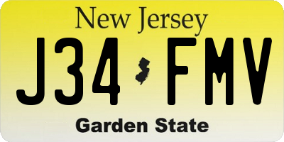 NJ license plate J34FMV