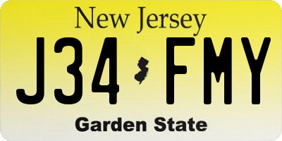 NJ license plate J34FMY