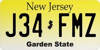 NJ license plate J34FMZ