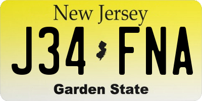 NJ license plate J34FNA