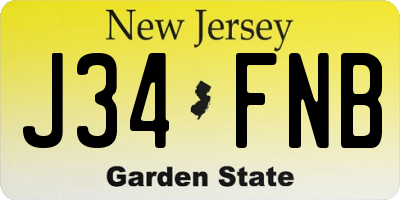 NJ license plate J34FNB