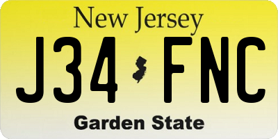 NJ license plate J34FNC