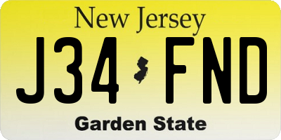 NJ license plate J34FND