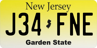 NJ license plate J34FNE