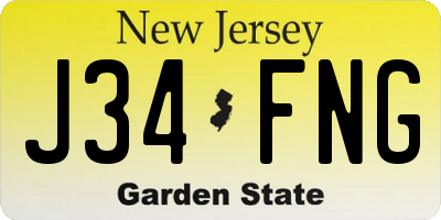 NJ license plate J34FNG