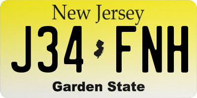 NJ license plate J34FNH