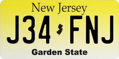 NJ license plate J34FNJ