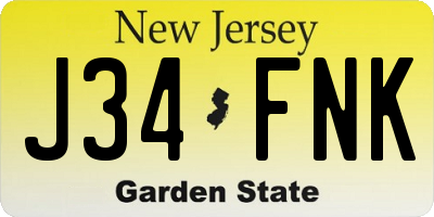 NJ license plate J34FNK