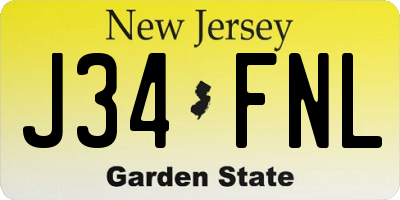 NJ license plate J34FNL