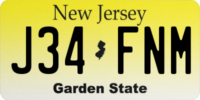 NJ license plate J34FNM