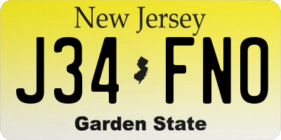 NJ license plate J34FNO