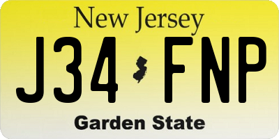 NJ license plate J34FNP