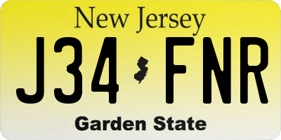 NJ license plate J34FNR