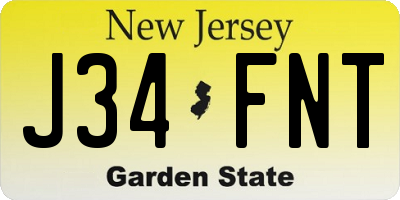 NJ license plate J34FNT