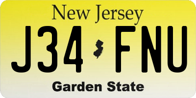 NJ license plate J34FNU