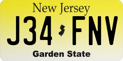 NJ license plate J34FNV