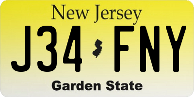 NJ license plate J34FNY