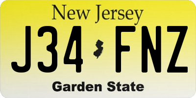 NJ license plate J34FNZ