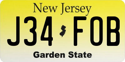 NJ license plate J34FOB