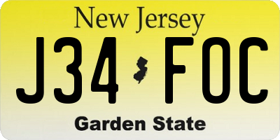 NJ license plate J34FOC