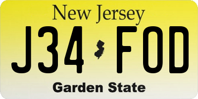 NJ license plate J34FOD