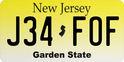 NJ license plate J34FOF