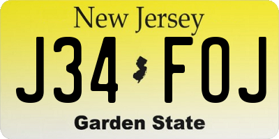 NJ license plate J34FOJ