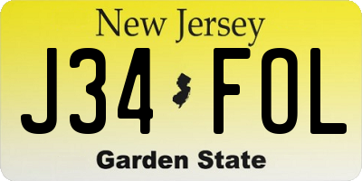 NJ license plate J34FOL