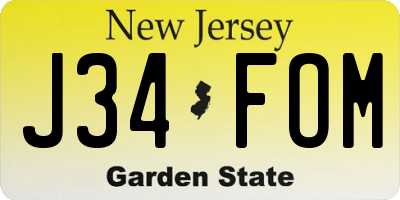 NJ license plate J34FOM