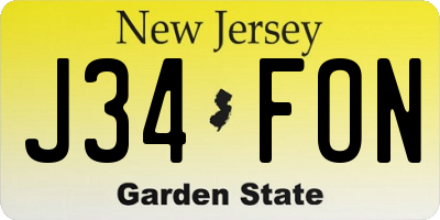 NJ license plate J34FON