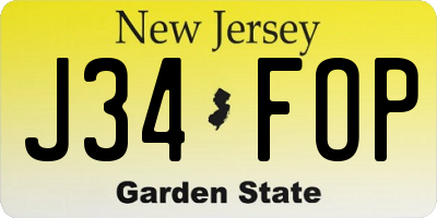 NJ license plate J34FOP