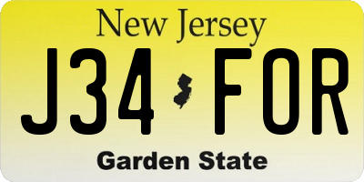 NJ license plate J34FOR