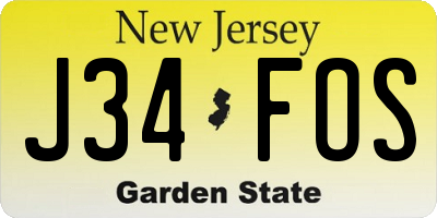 NJ license plate J34FOS