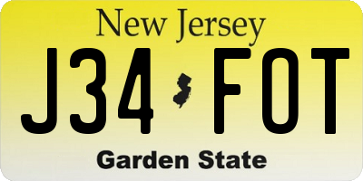 NJ license plate J34FOT