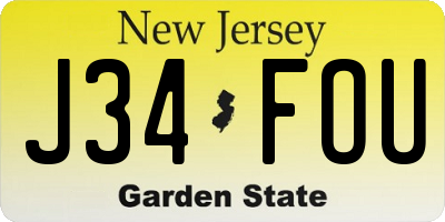 NJ license plate J34FOU