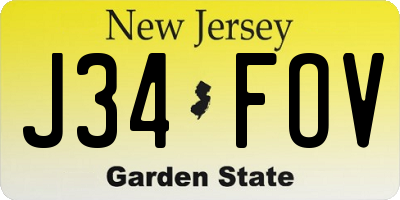 NJ license plate J34FOV