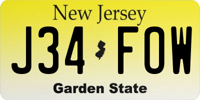 NJ license plate J34FOW