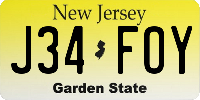 NJ license plate J34FOY