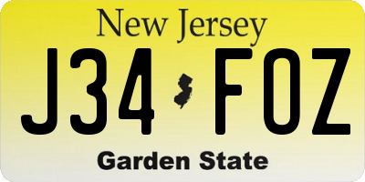 NJ license plate J34FOZ