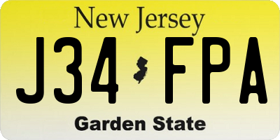 NJ license plate J34FPA