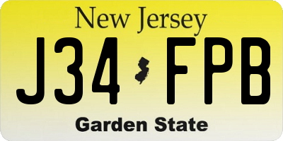 NJ license plate J34FPB