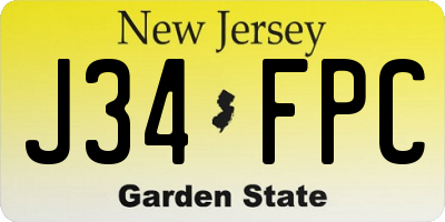 NJ license plate J34FPC