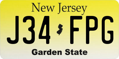 NJ license plate J34FPG