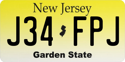 NJ license plate J34FPJ