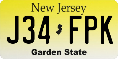 NJ license plate J34FPK